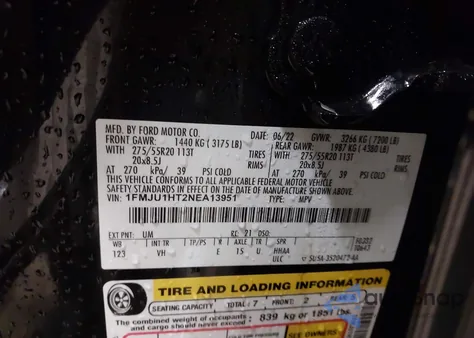 2022 Ford Expedition Xlt from USA, damaged, VIN 1FMJU1HT2NEA13951